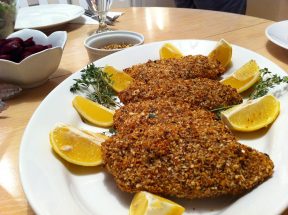 Almond Macadamia Nut crusted baked Chicken